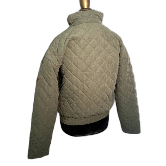 Roxy Women's Quilted Jacket Small Green Zip-Up Puffer Bomber Coat Streetwear NWT - Picture 2 of 6